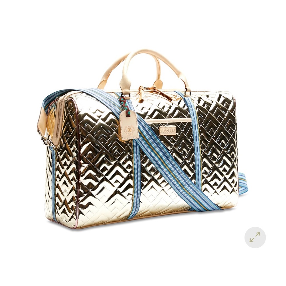 Consuela Metallic Gold and Blue Travel Bag